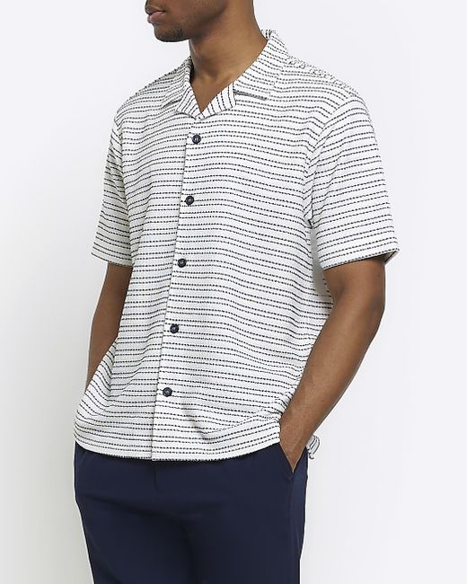 River Island Slim Fit Textured Stripe Shirt