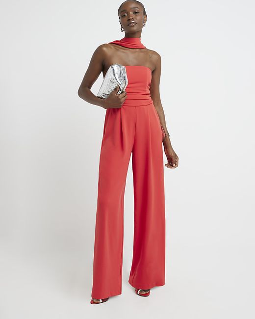 River Island Ruched Top Wide Leg Jumpsuit