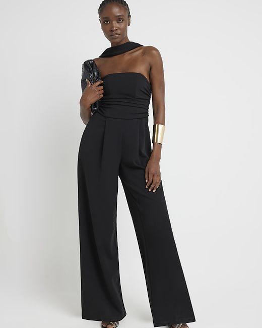 River Island Ruched Top Wide Leg Jumpsuit