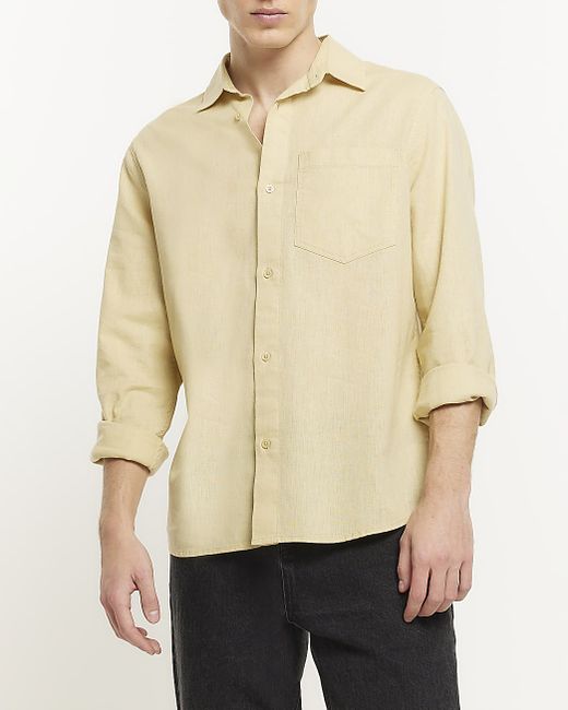 River Island Regular Fit Linen Blend Shirt