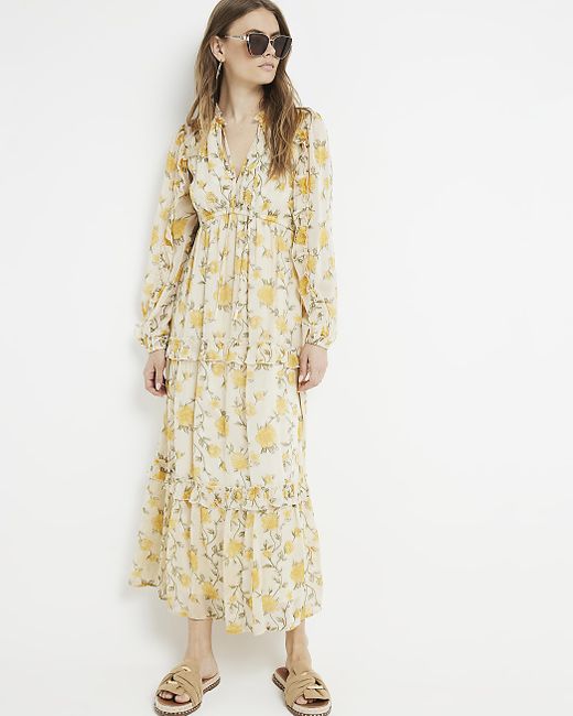 River Island Floral Tiered Swing Maxi Dress