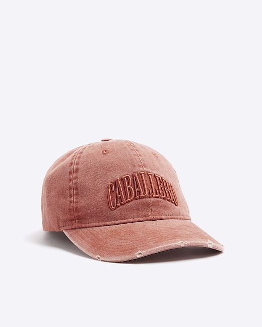 River Island Washed Rust Embroidered Cap