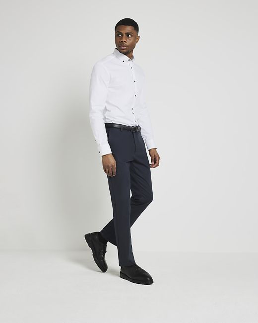 River Island Muscle Fit Textured Smart Shirt
