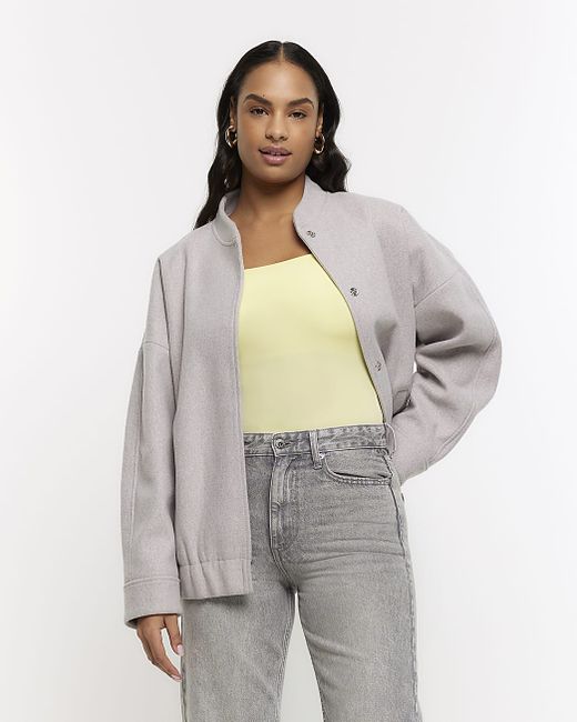 River Island Button Up Bomber Jacket