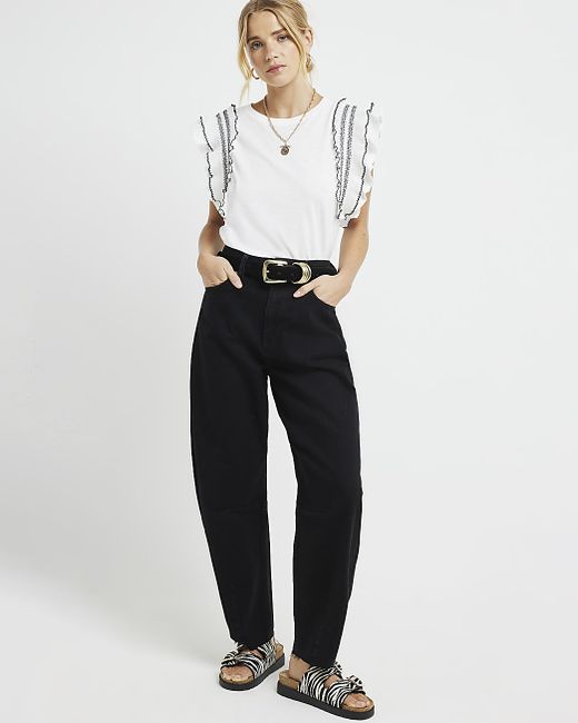 River Island Frill Stitched Top