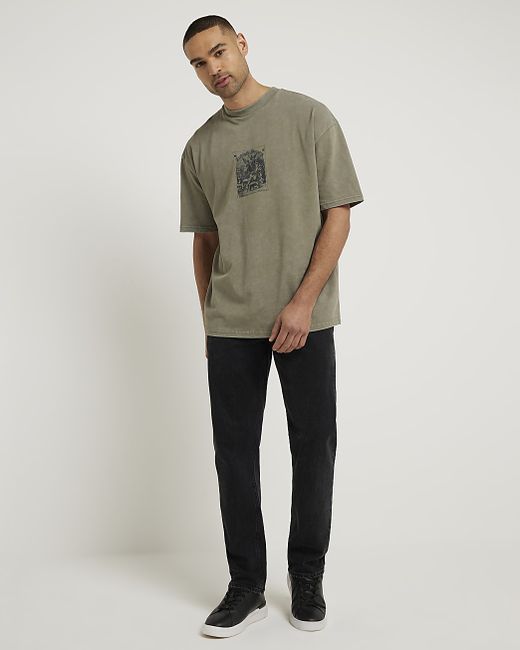 River Island Oversized Fit Graphic Patch T-Shirt