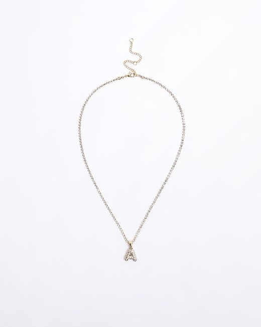 River Island Gold A Initial Necklace