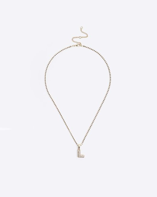 River Island Gold L Initial Necklace