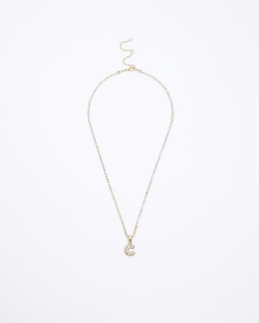River Island Gold C Initial Necklace