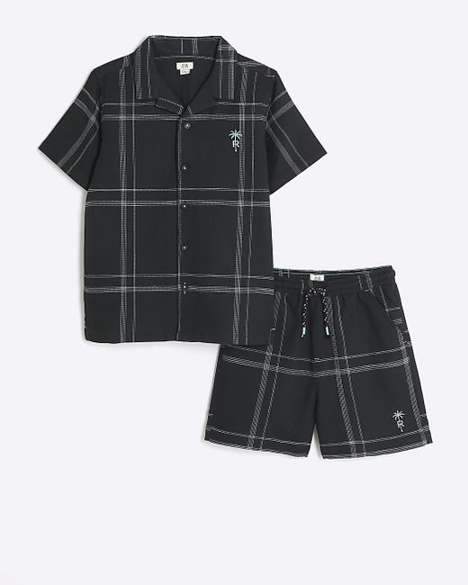 River Island Boys Check Shirt And Shorts Set