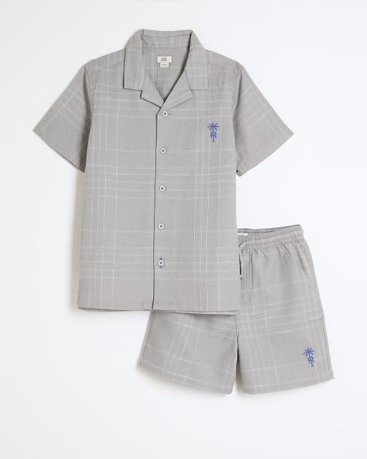 River Island Boys Check Shirt And Shorts Set