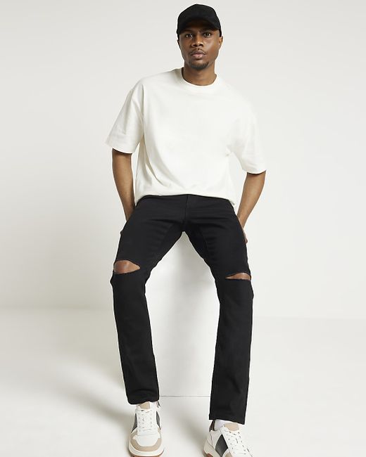 River Island Skinny Fit Ripped Jeans