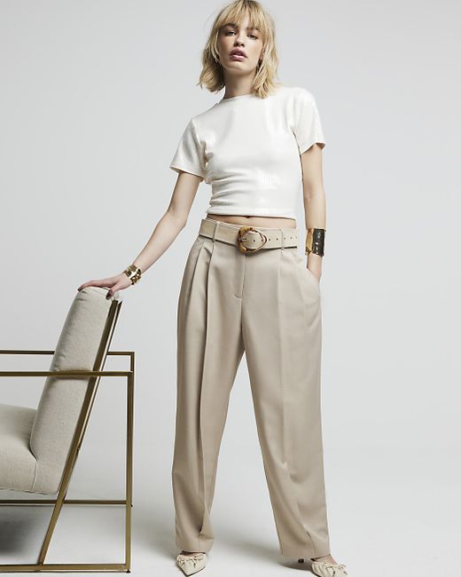 River Island Belted Wide Leg Pants