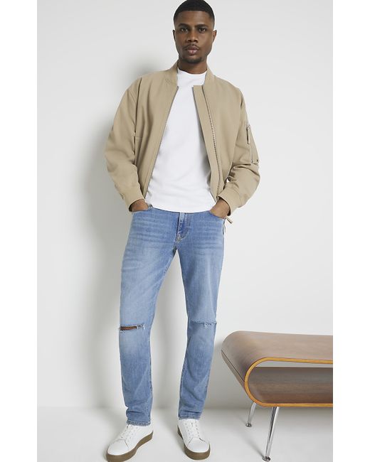 River Island Slim Fit Ripped Jeans