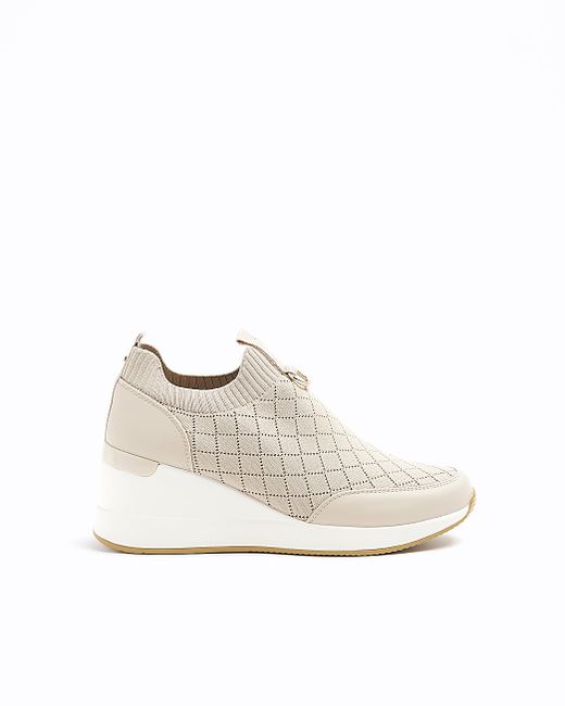 River Island Quilted Wedge Sneakers