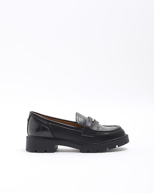 River Island Croc Embossed Chunky Loafers