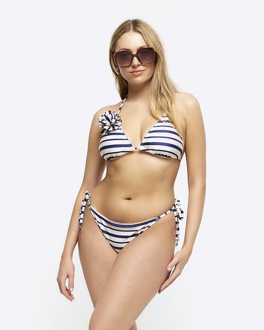 River Island Stripe Corsage Triangle Bikini Top