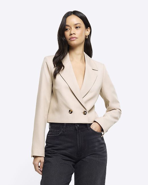 River Island Double Breasted Crop Blazer