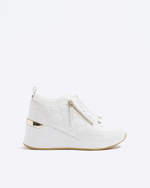 River Island Wide Fit Quilted Zip Wedge Trainer