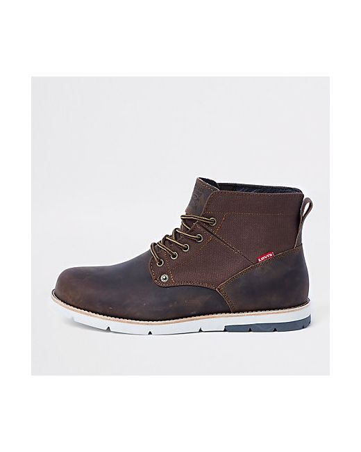 Levi's dark leather lace-up work boots
