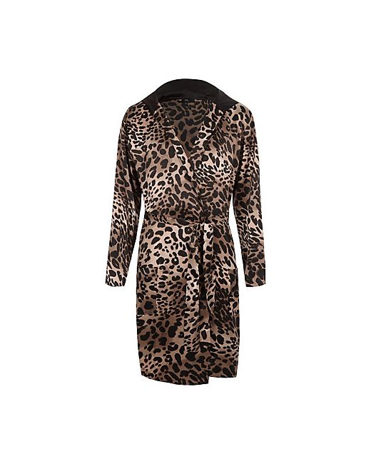 River Island leopard print satin robe