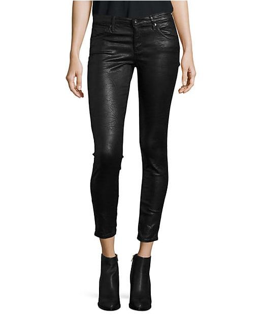 AG Adriano Goldschmied Leatherette Crinkle Coated Ankle Leggings