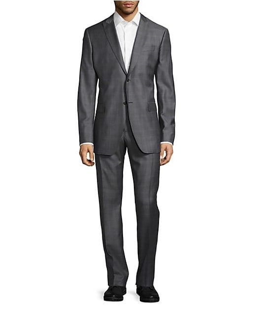 John Varvatos Slim-Fit Hampton Tonal Plaid Wool Suit