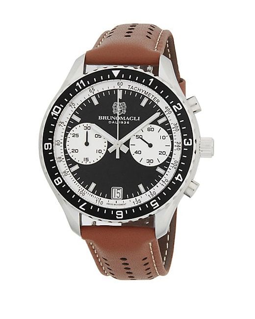Bruno Magli Italian Leather-Strap Chronograph Watch