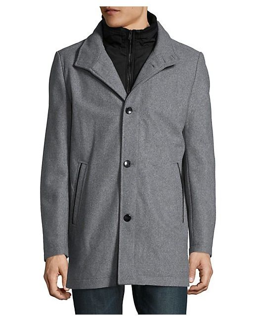 Vince Camuto Wool Blend Three-Button Coat