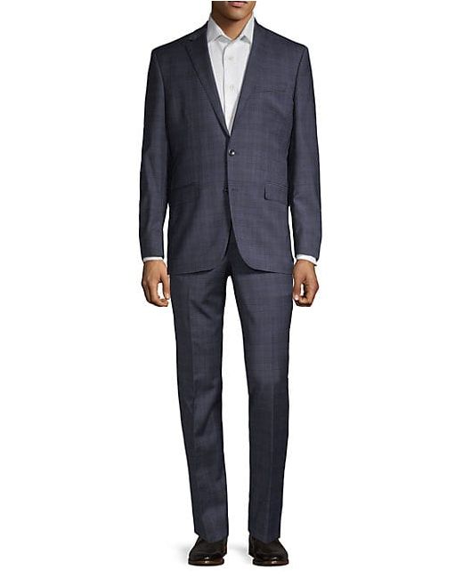 Kenneth Cole New York Plaid Regular-Fit Wool Blend Suit