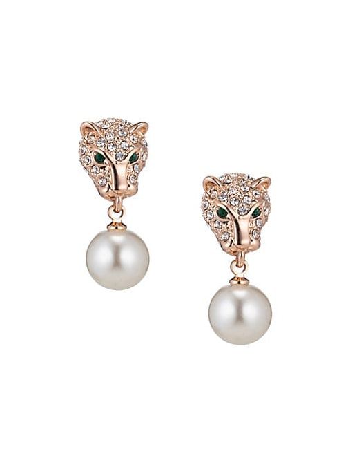 Eye Candy LA Luxe Jaguar Freshwater Pearl Crystal Drop Earrings