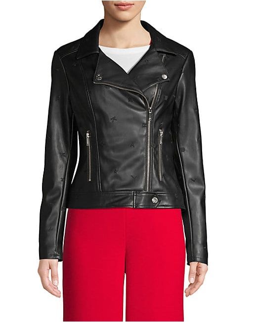 Karl Lagerfeld Notch Faux Leather Jacket