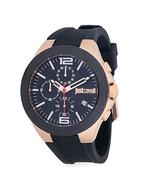 Just Cavalli Stainless Steel Rubber-Strap Chronograph Watch