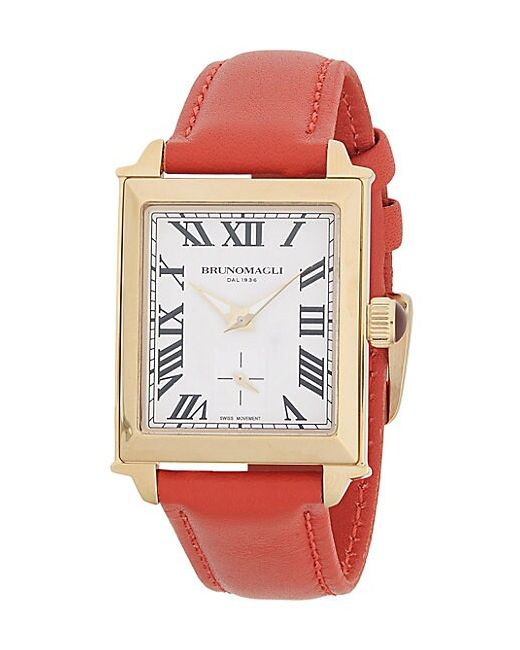 Bruno Magli Stainless Steel Leather-Strap Watch