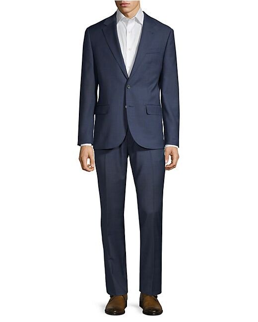 Karl Lagerfeld Slim-Fit Wool-Blend Windowpane Suit