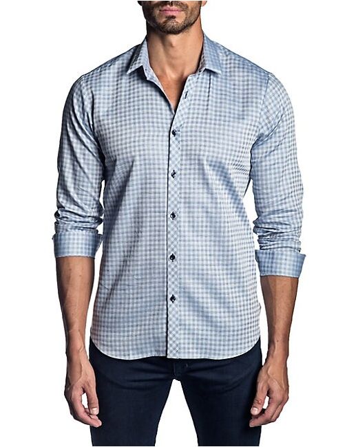 Jared Lang Trim-Fit Cotton Check Sport Shirt