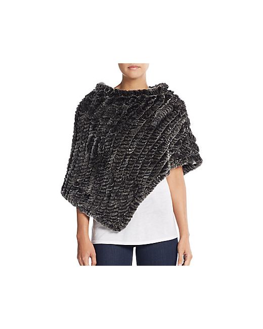 Saks Fifth Avenue Knitted Rex Rabbit Fur Poncho
