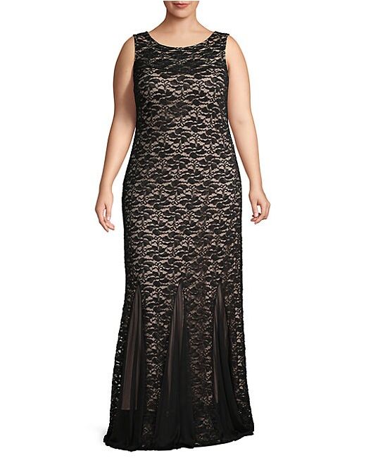 Marina Plus Two-Tone Lace Gown