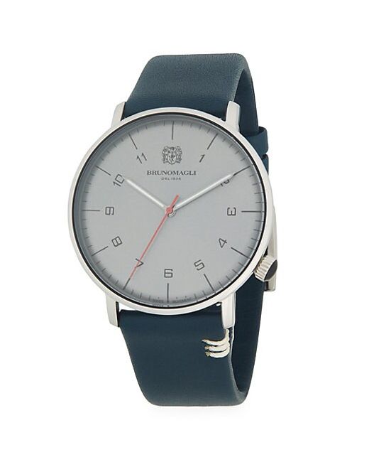 Bruno Magli Stainless Steel Leather-Strap Watch