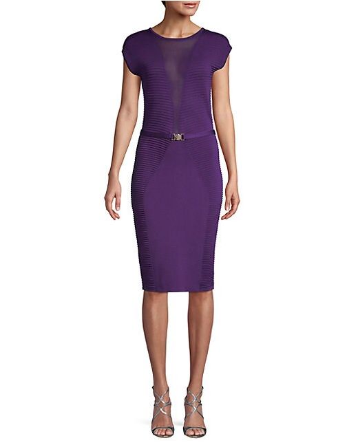 Versace Collection Ribbed Short-Sleeve Dress