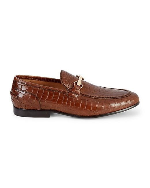 Saks Fifth Avenue Firenze Croc-Embossed Leather Loafers