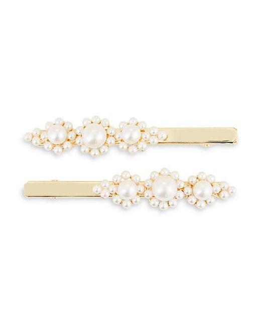Ava & Aiden 2-Piece Faux Embellished Metal Hair Clip Set