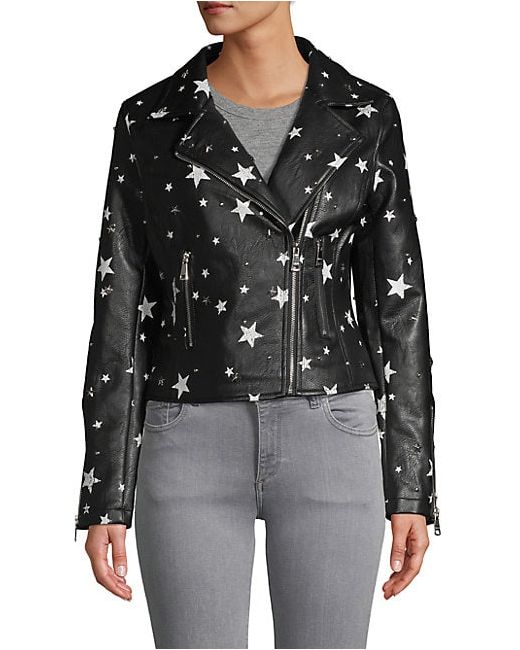 Vigoss Studded Star-Print Faux Leather Jacket
