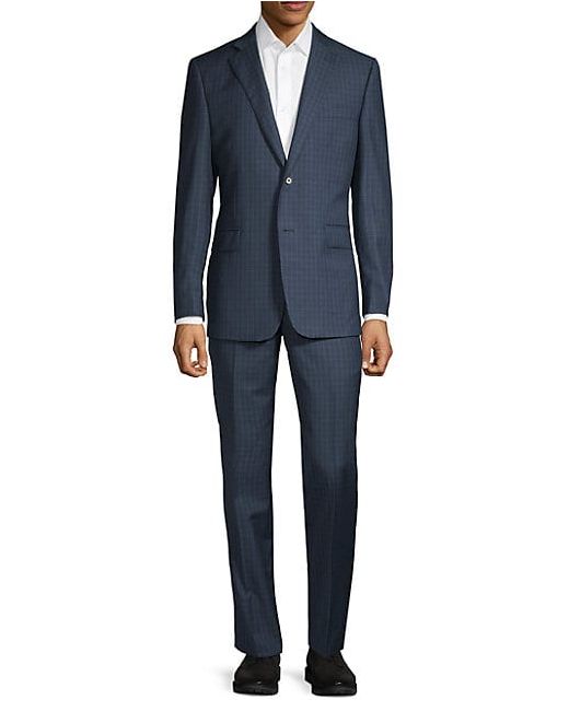 Saks Fifth Avenue Made in Italy Slim-Fit Checkered Wool Suit