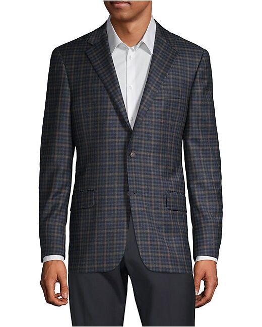 Hickey Freeman Checkered Wool Cashmere-Blend Blazer