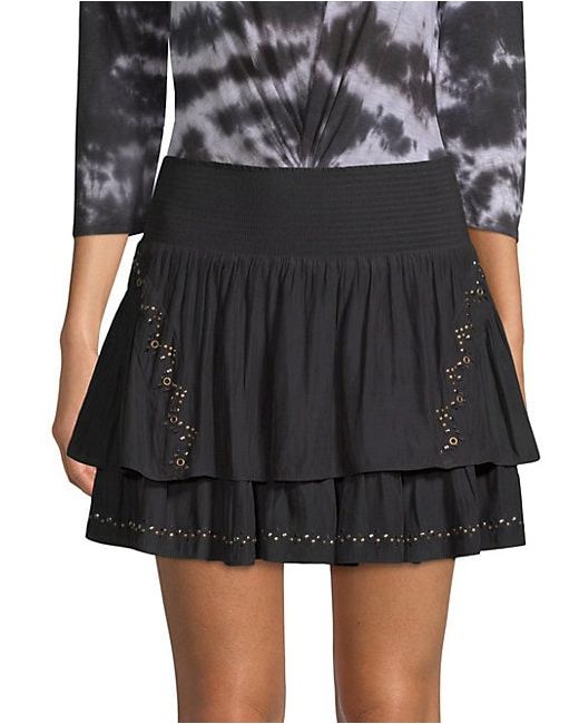 Ramy Brook Adelaide Embellished Tiered Mini Skirt