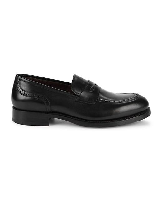 Canali Leather Brogue Penny Loafers