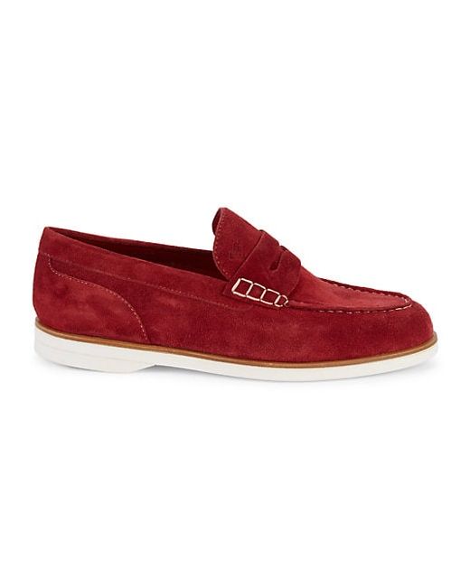 Canali Moc-Toe Suede Penny Loafers