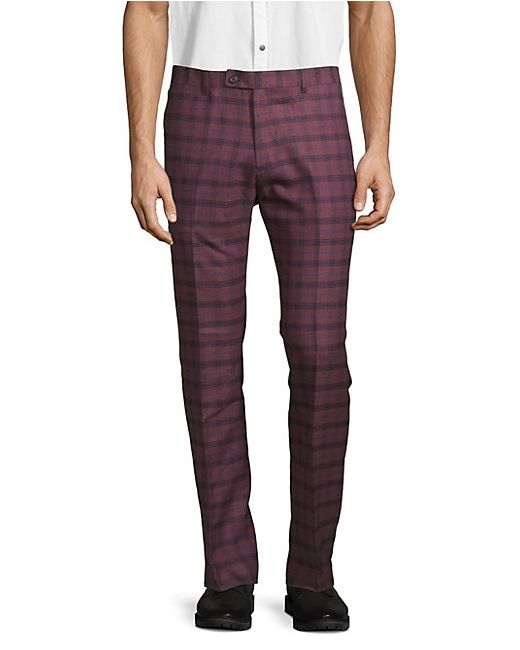 Paisley and Gray Standard-Fit Plaid Pants