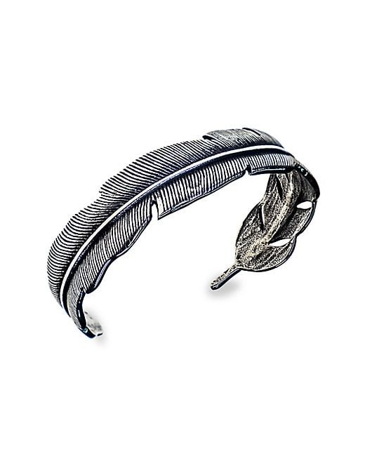 Jean Claude Stainless Steel Holly Feather Bangle Bracelet